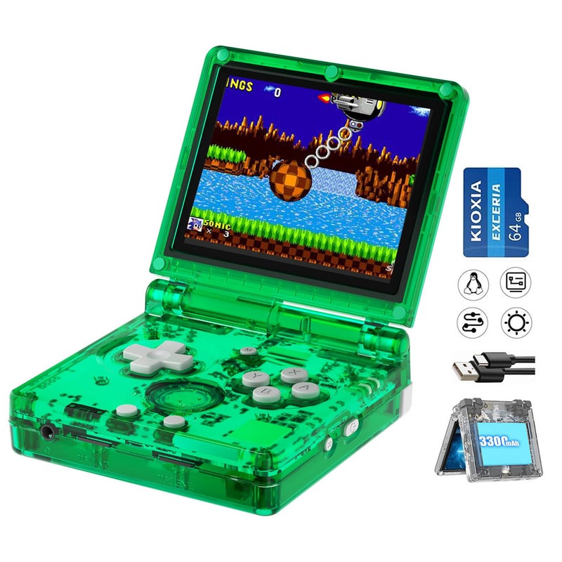 Aivuidbs RG35XXSP Flip Portable Retro Handheld Game Console,RG35XXSP 3.5 Inch IPS Screen Linux System with 64G TF Card Pre-Installed 5532 Games,Clamshell Games Consoles Supports 5G WiFi Bluetooth HDMI xxsp - Image 1